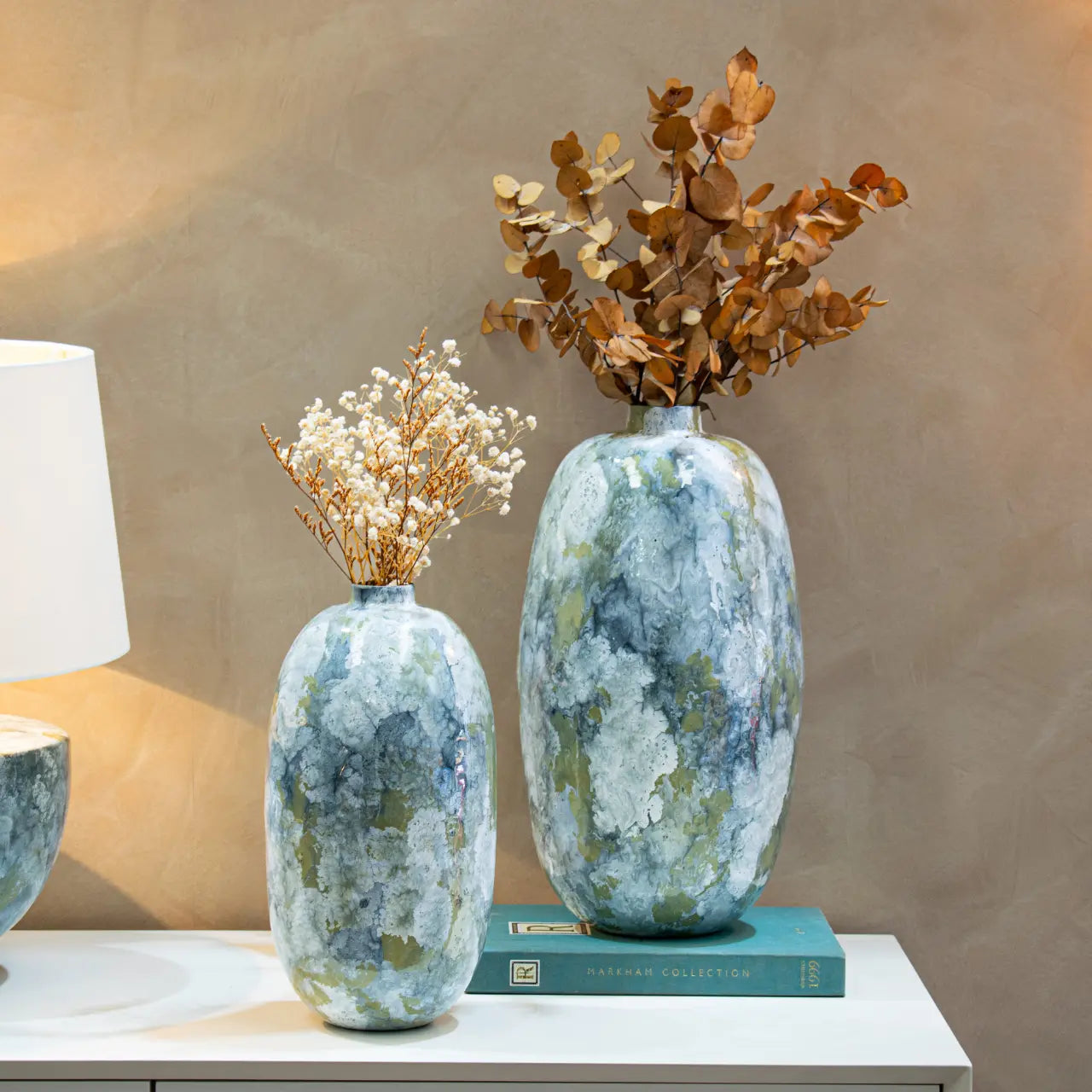 Igino Woodland Enamel Set Of Two Vases