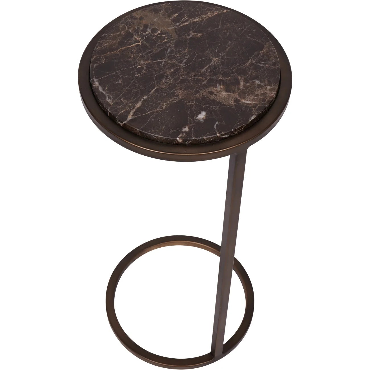 Luna Accent Table Brown Emperado Marble