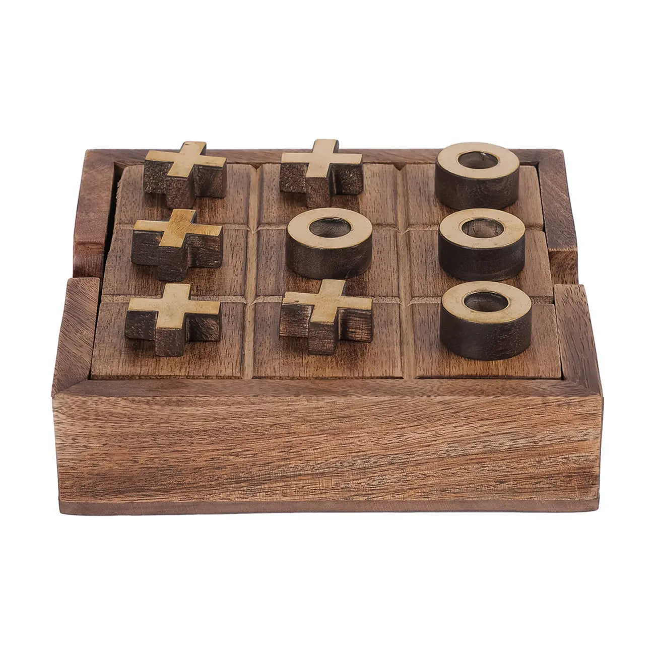 Marlow Mango Wood Noughts and Crosses and Solitaire Game