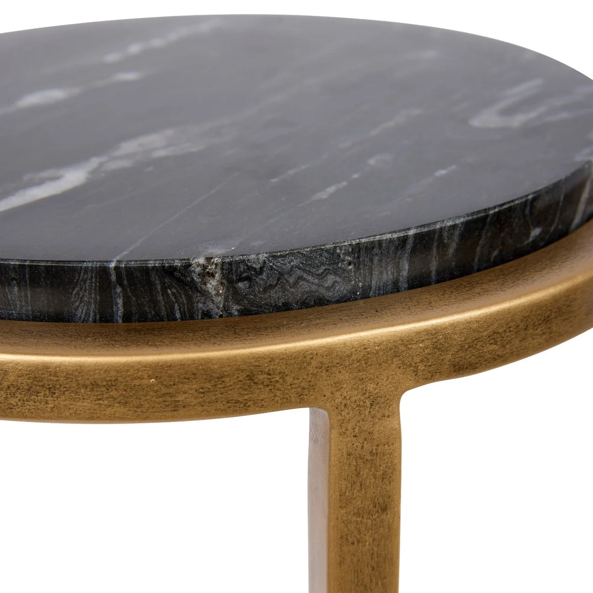 Luna Accent Table Black Marble Aged Gold Frame