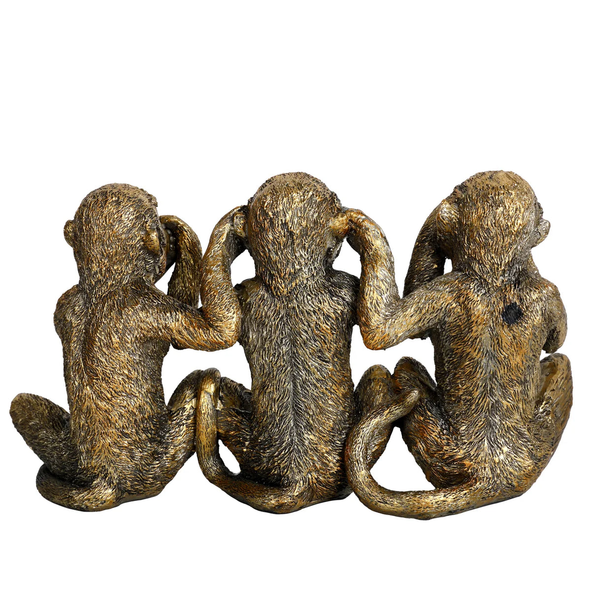 Three Little Monkeys Antique Gold