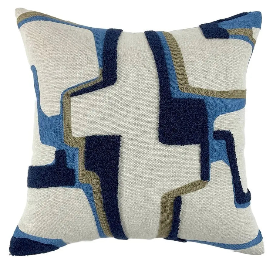 Small Abstract Cushion Blue 43x43cm