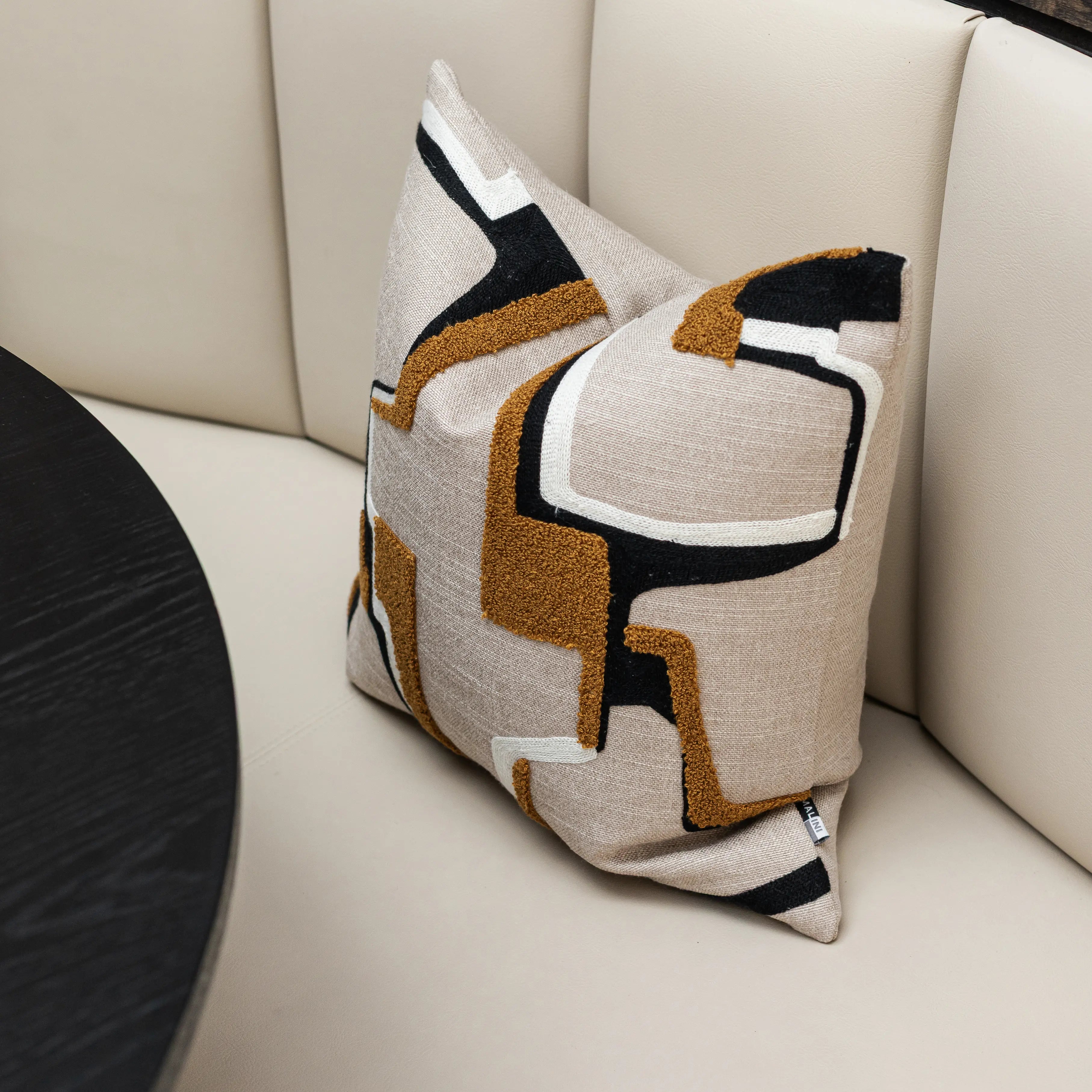 Small Abstract Cushion Whiskey 43x43cm