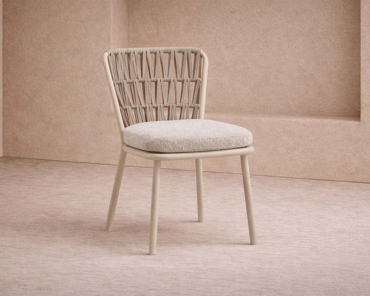 Ariana Outdoor Dining Chair (set of 2) - (Crib 5) Forest Beige & Warm Ivory