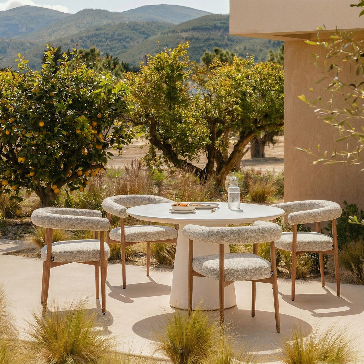 Nantes Outdoor Dining Chair - (Crib 5) Lima Beige and Walnut