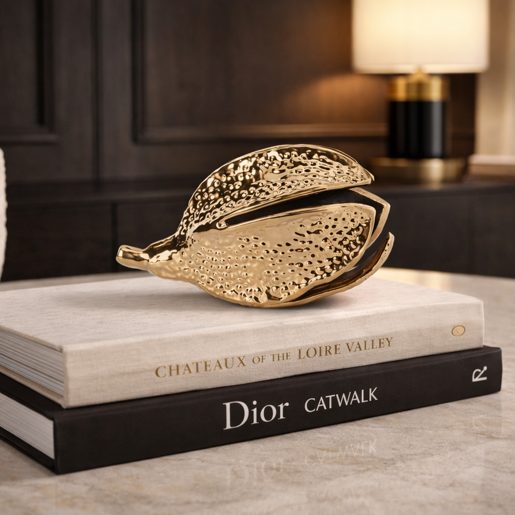 Folia Sculpture - Brass Finish Ceramic