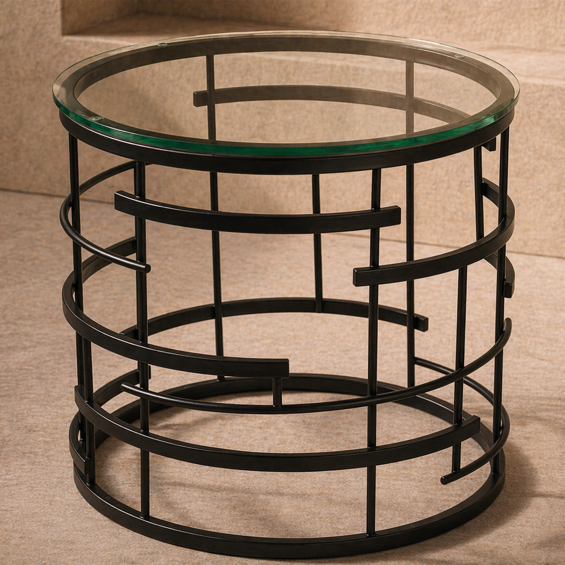 Viena Side Table - Clear Glass/Black
