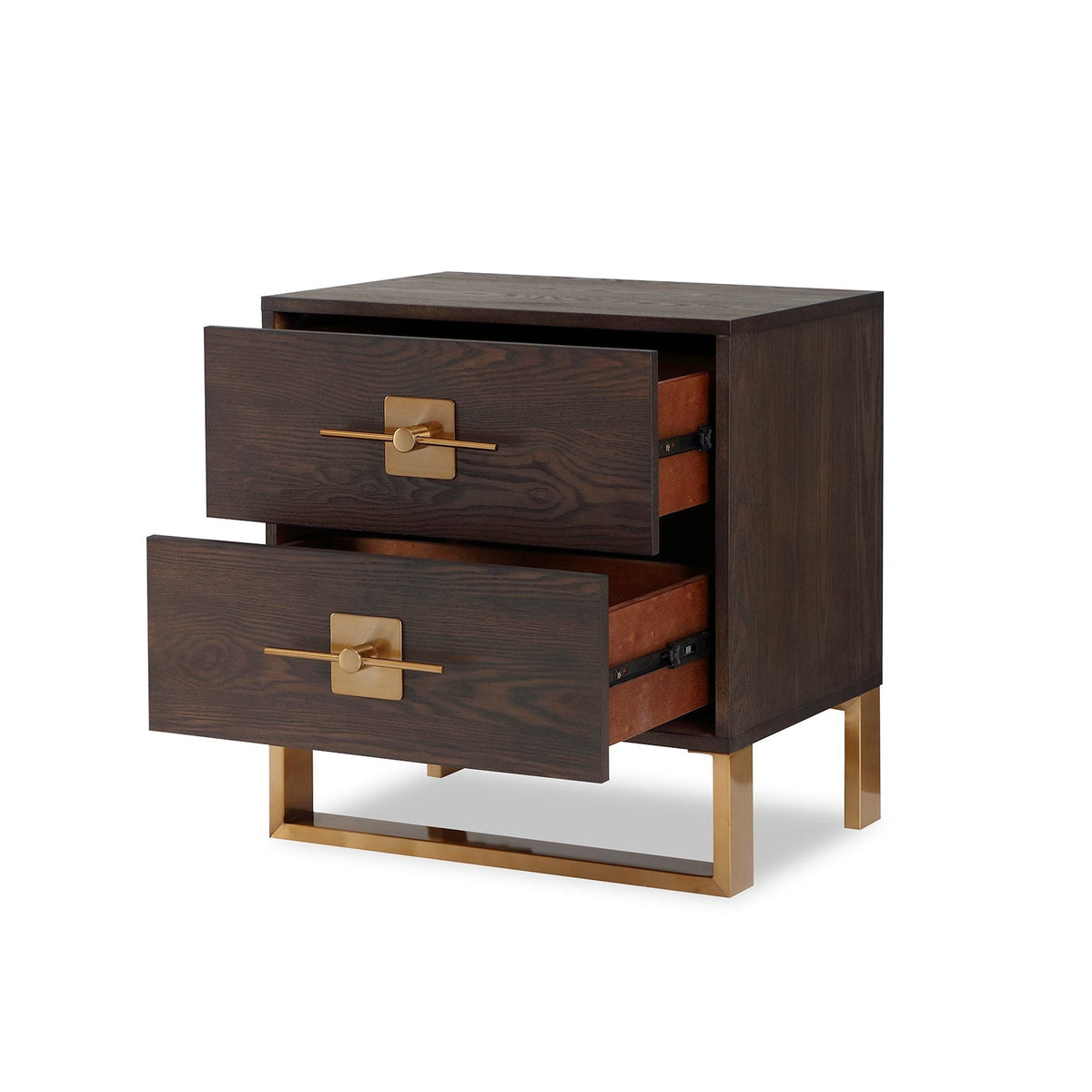 Ophir Bedside Table 2 Drawers - Dark Brown Ash