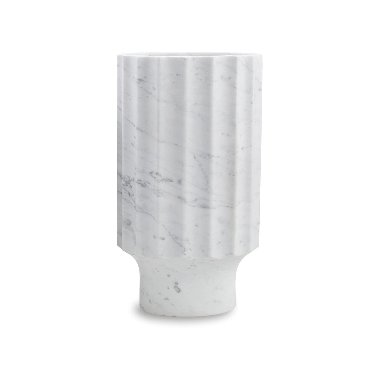 Marmo Fluted Vase I - Natural White