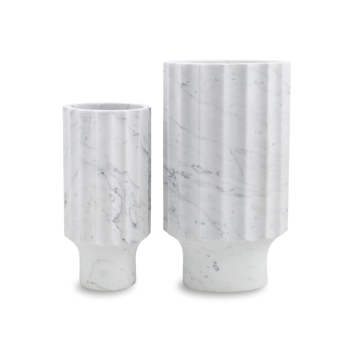 Marmo Fluted Vase I - Natural White