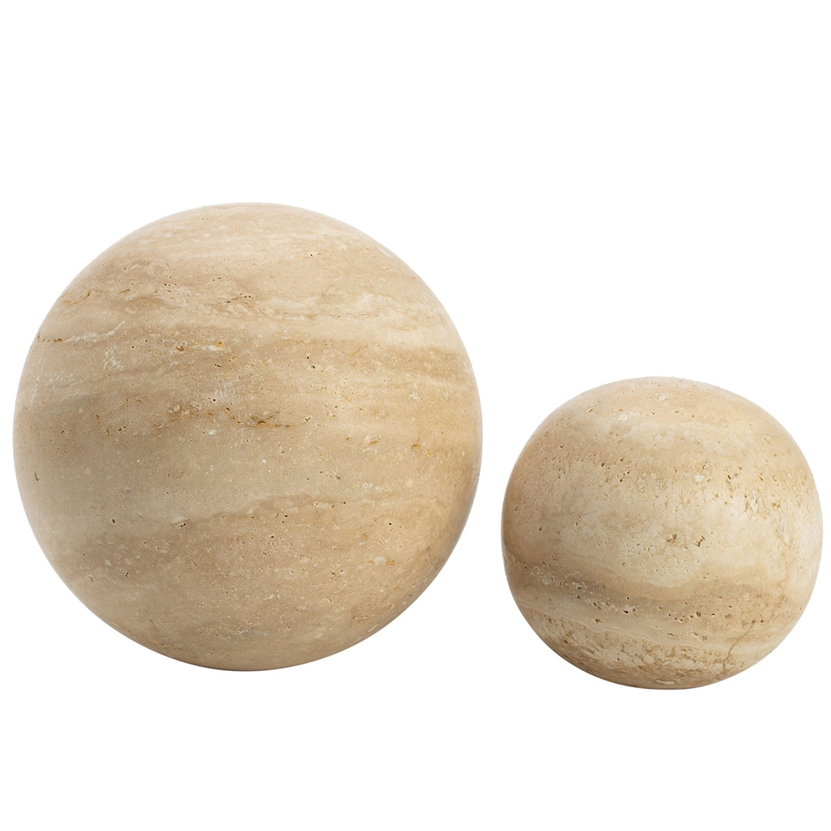 Marble Ball Sculpture - Beige Travertine Marble