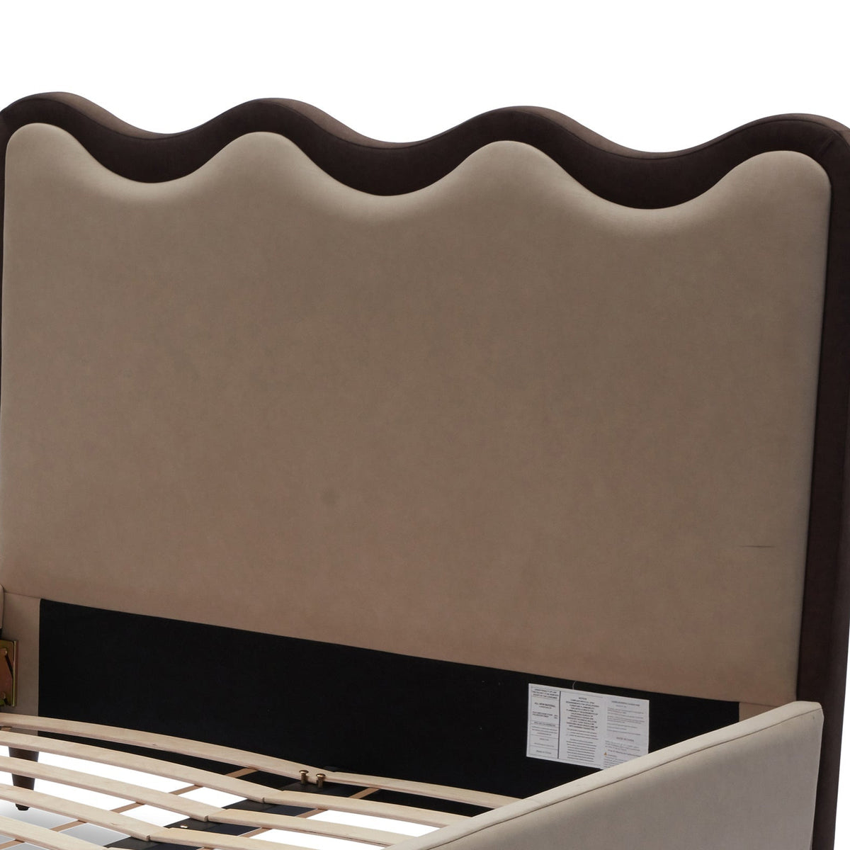 Palermo King Size Bed - Hopper Desert with Hopper Terra Border | Dark Brown Solid Wood