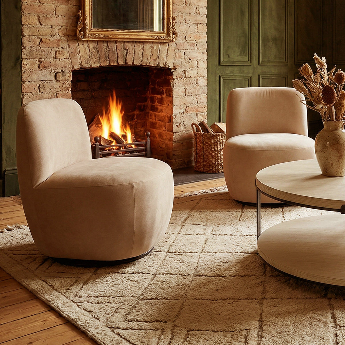 Hopper Swivel Occasional Chair - Hopper Desert | Matt Black Metal