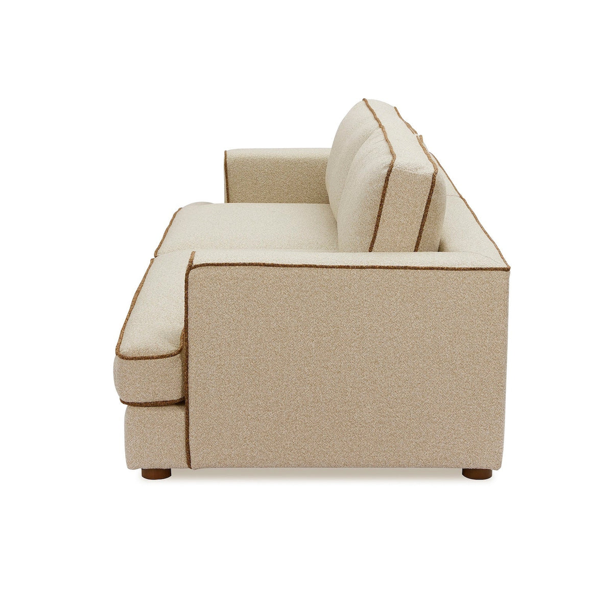 Cameron Sofa - Capella Sand with Capella Fennel Seed Piping | Dark Brown Solid Wood