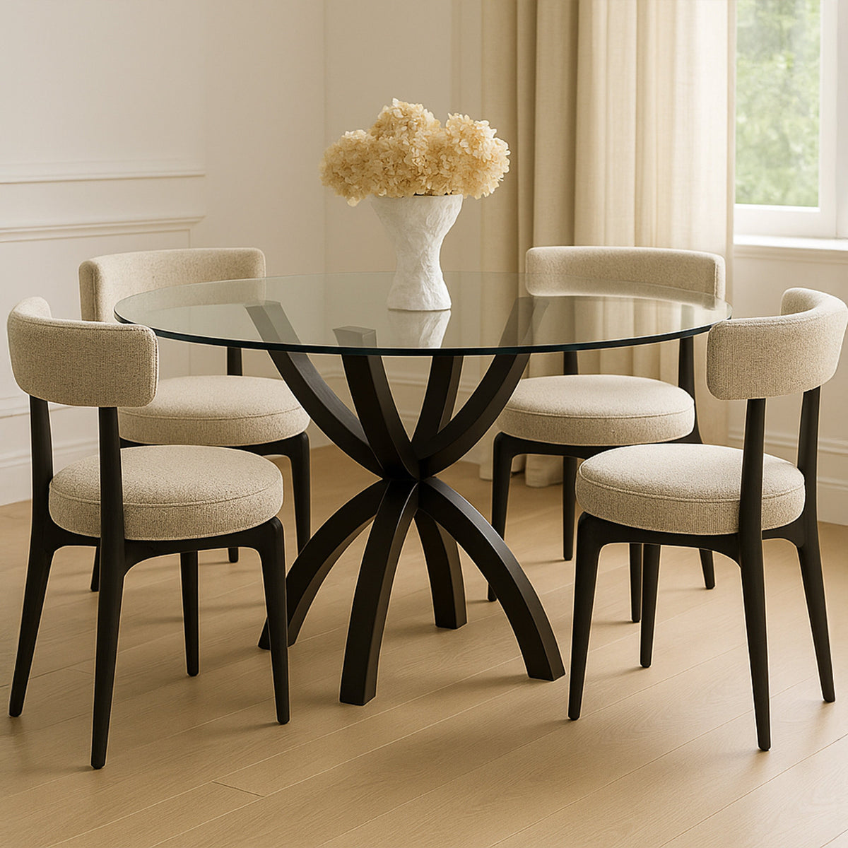 Malone Dining Table  - Industrial Brown/Glass