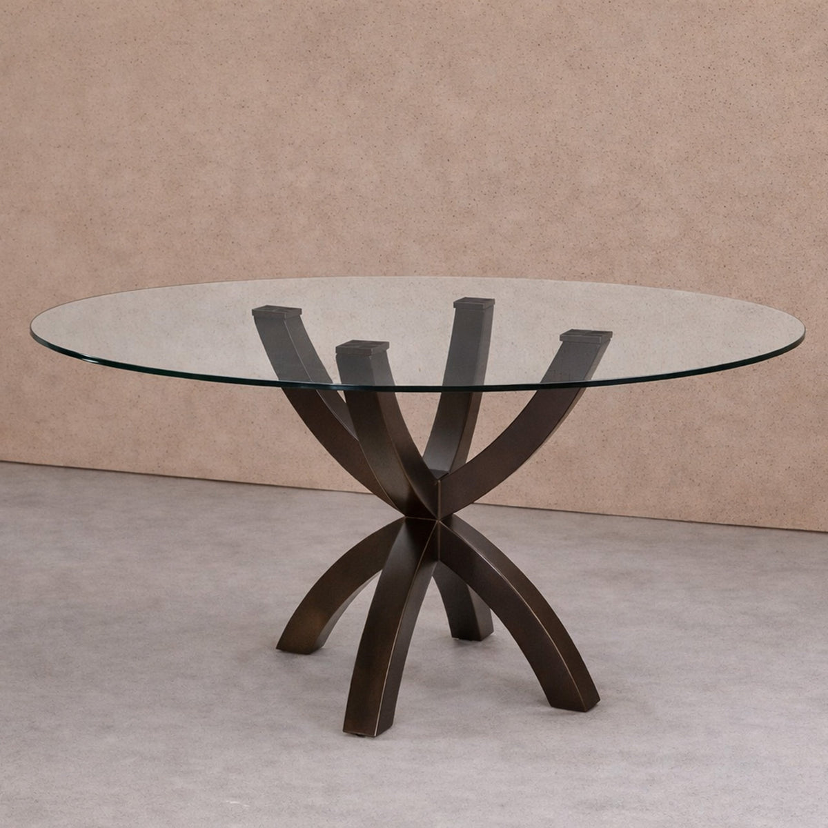 Malone Dining Table  - Industrial Brown/Glass