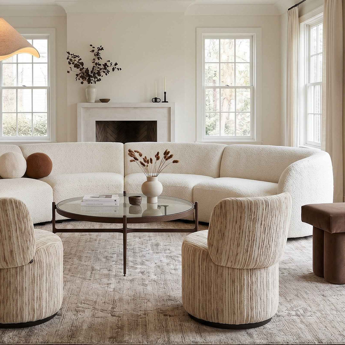 Aura Swivel Occasional Chair - Windsor Beige & Matt Black