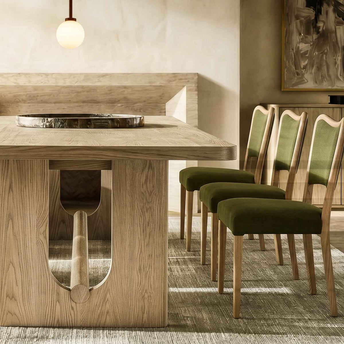 Adelaide Dining Chair - Kaster II Olive & Brushed Natural Wood