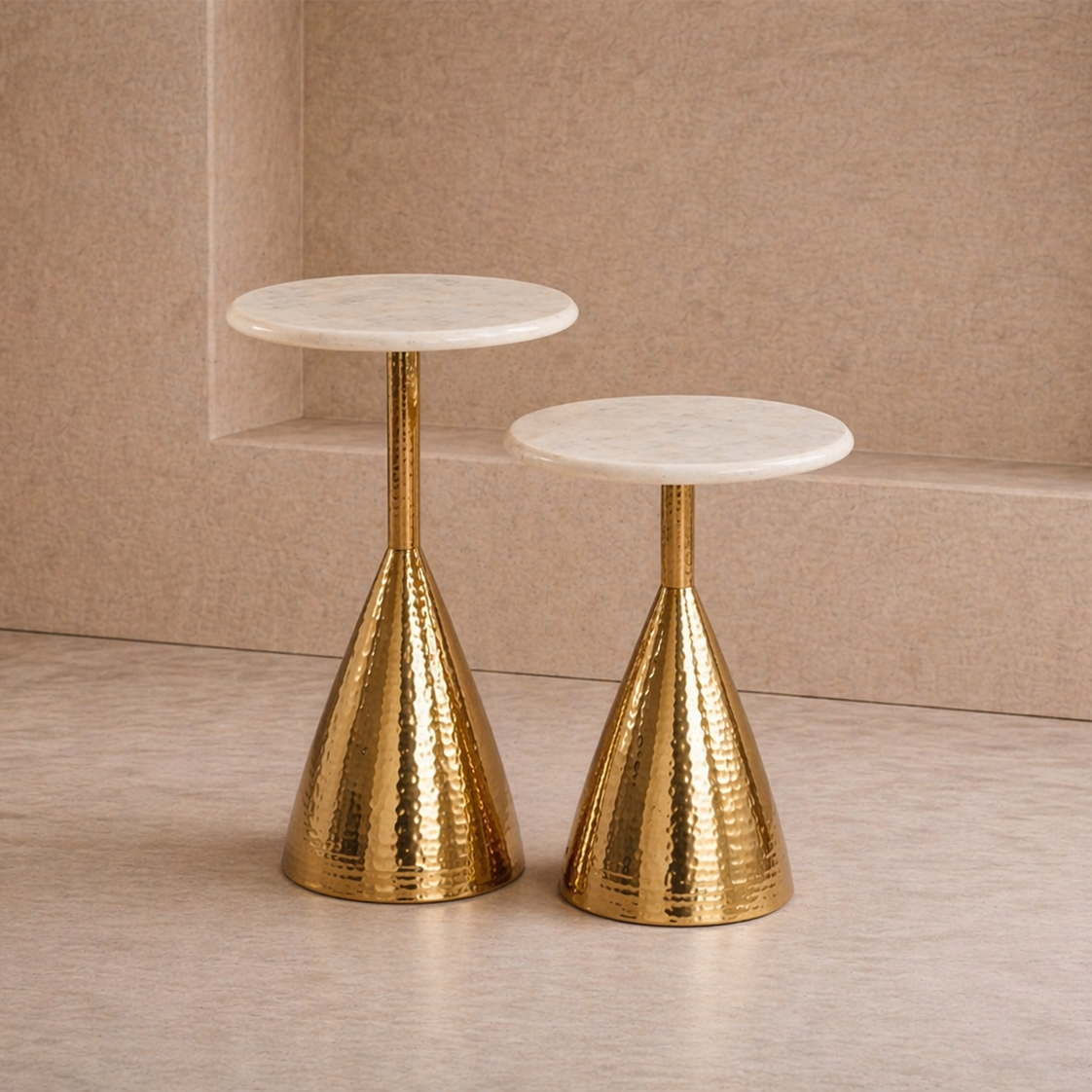 Yves Side Table (set of 2) - Polished Brass and Marble