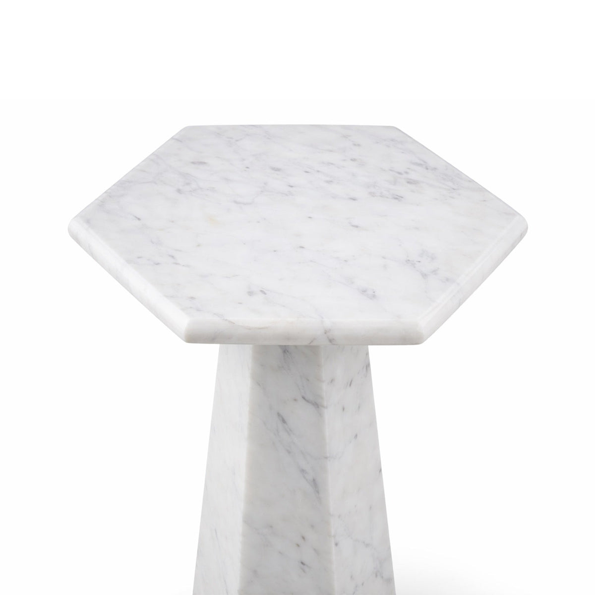 Hexagon Side Table - White Lady Marble