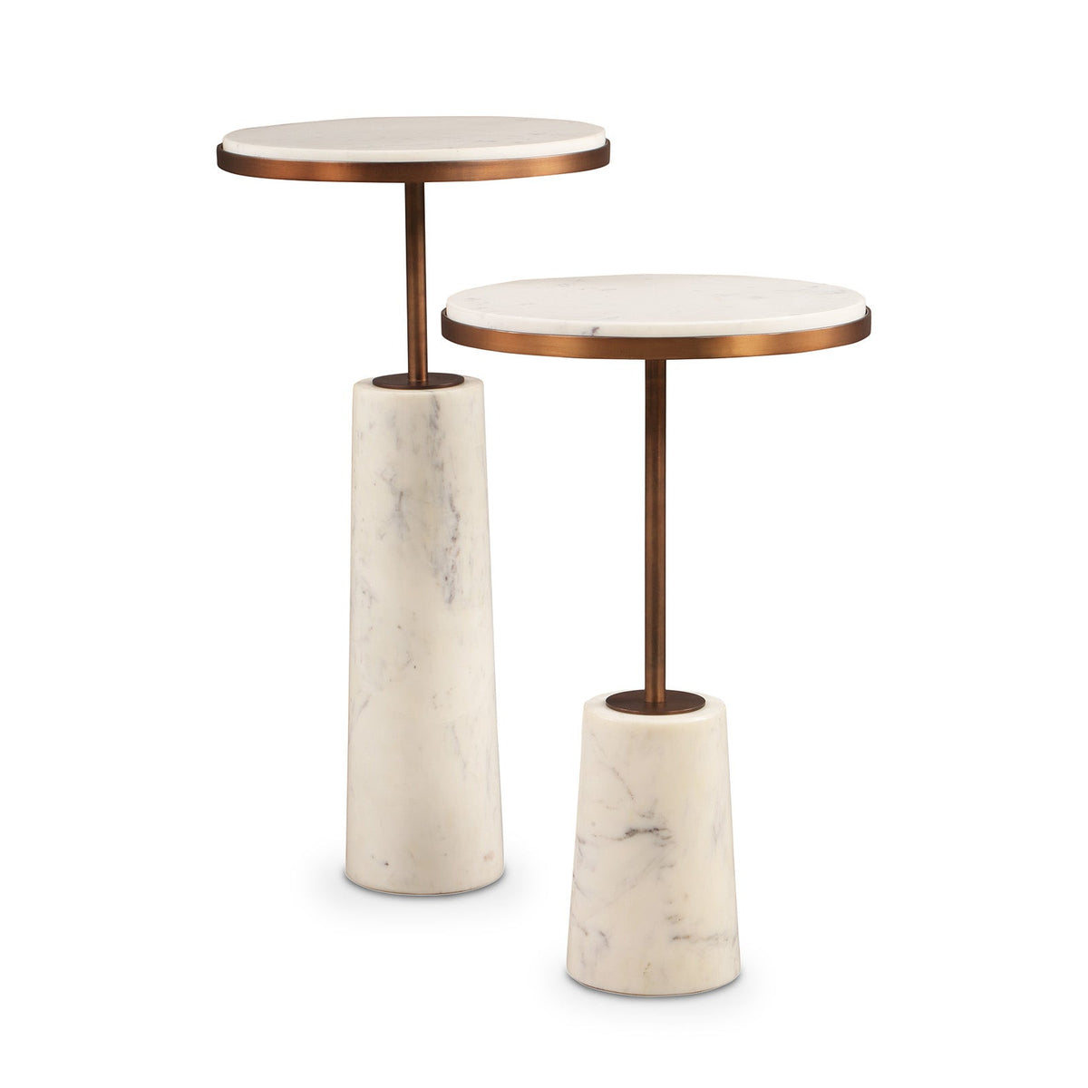 Notto Side Table (set of 2) - White Marble and Bronze