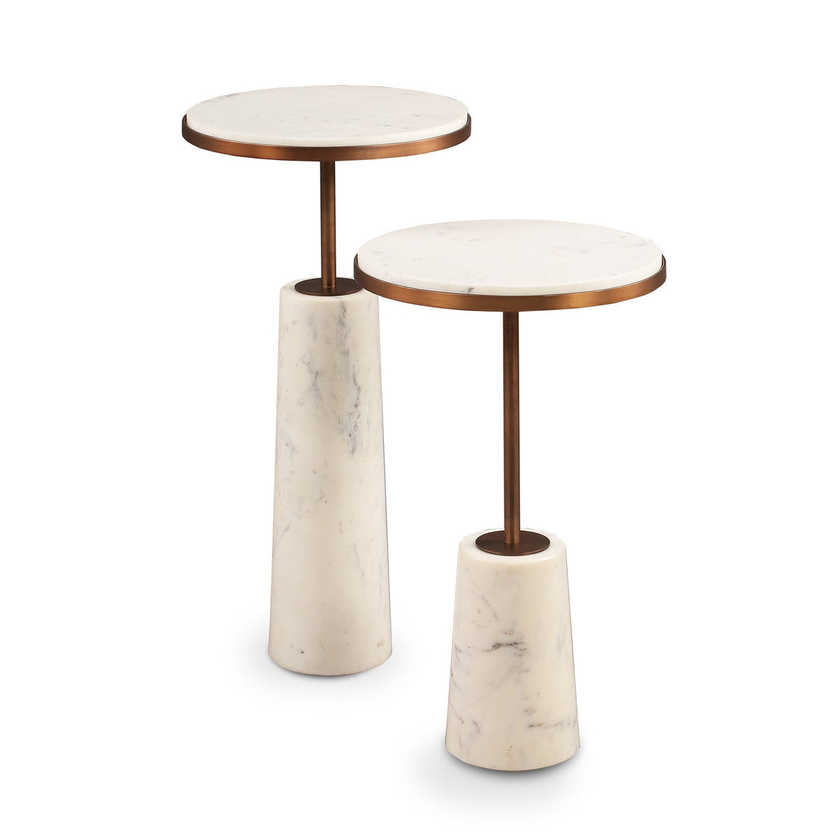 Notto Side Table (set of 2) - White Marble and Bronze