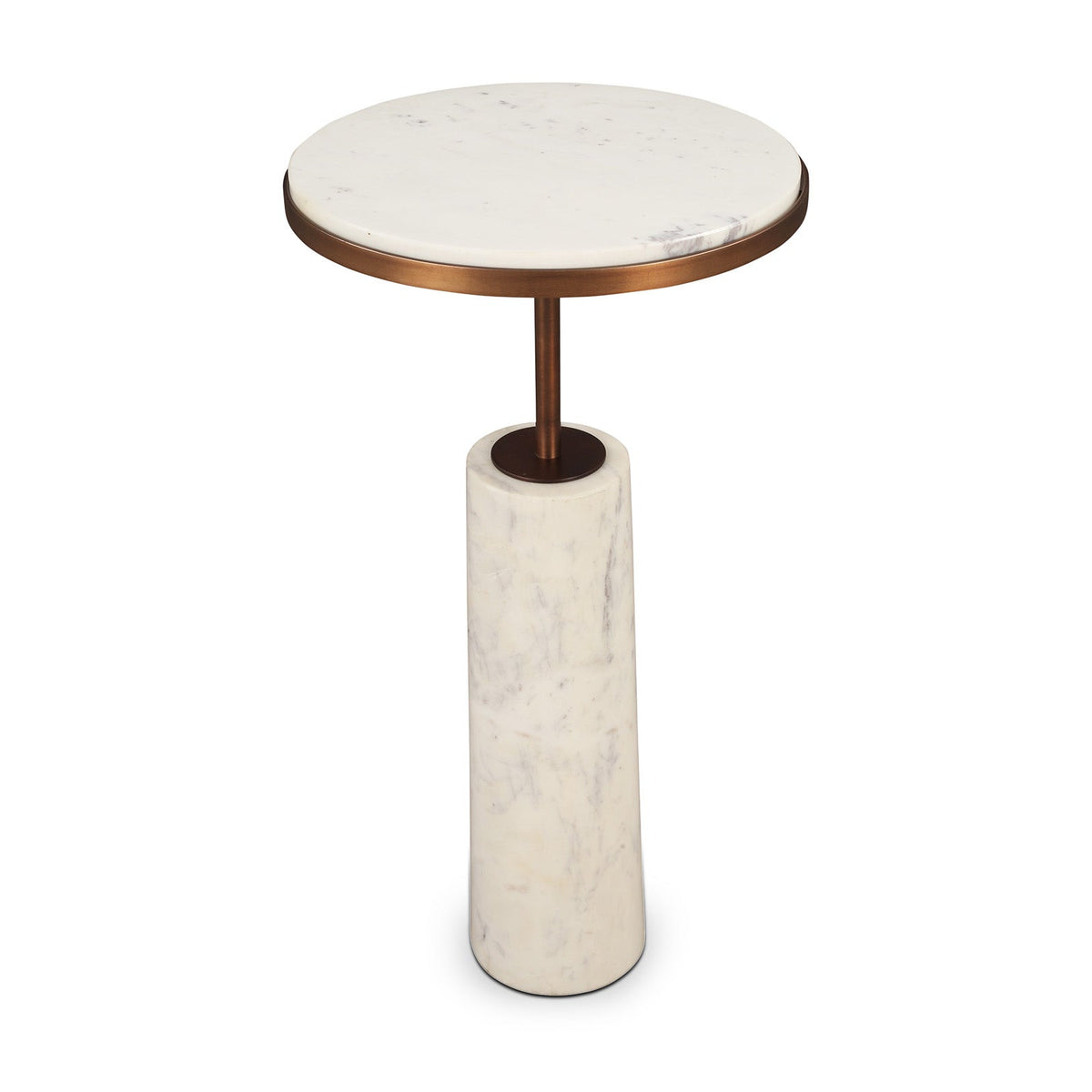 Notto Side Table (set of 2) - White Marble and Bronze