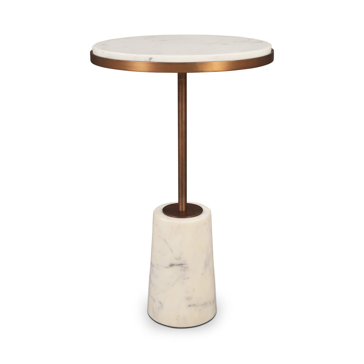 Notto Side Table (set of 2) - White Marble and Bronze
