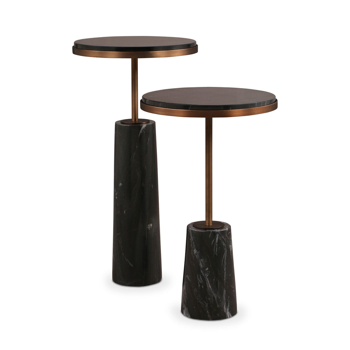 Notto Side Table (set of 2) - Black Marble Bronze