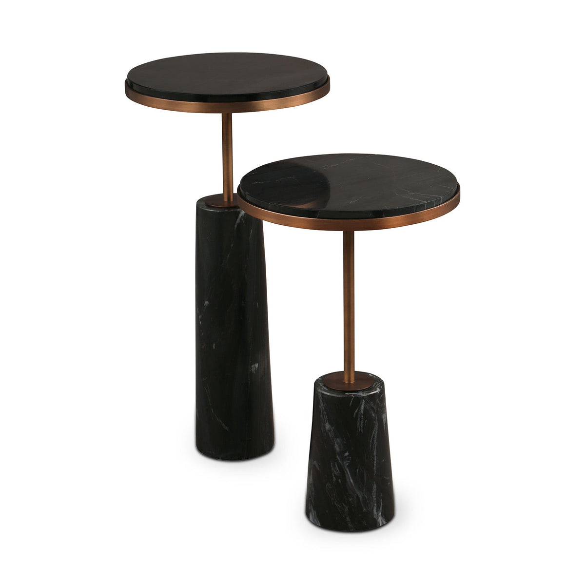 Notto Side Table (set of 2) - Black Marble Bronze