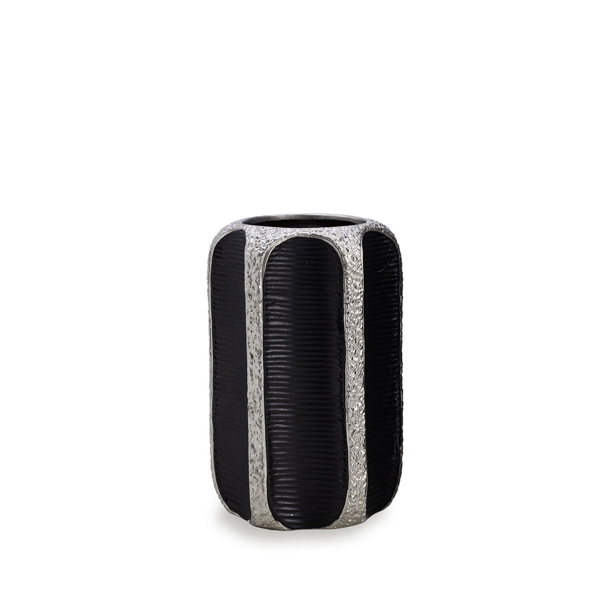 Mora Vase Small - Black and Silver Ceramic