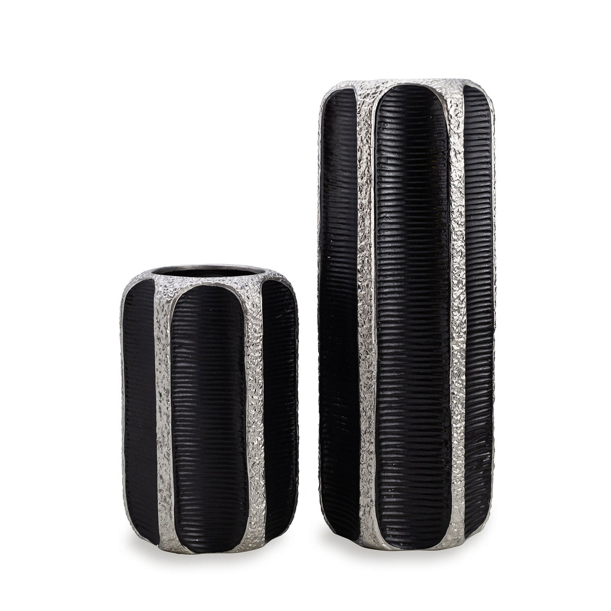 Mora Vase Small - Black and Silver Ceramic