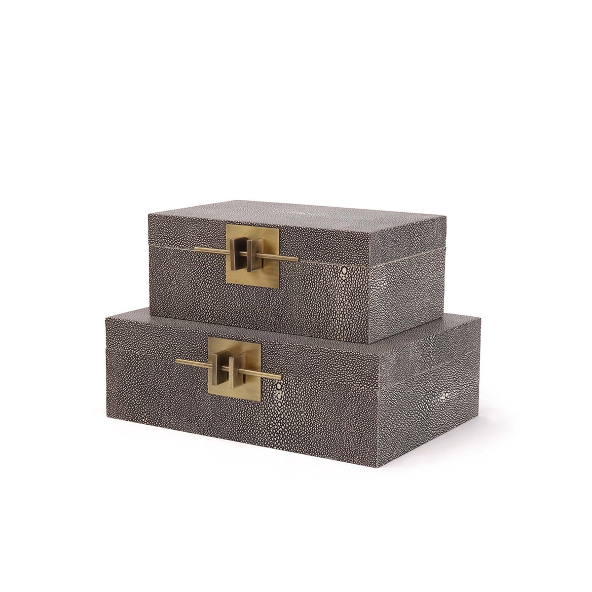 Aurello Boxes (set of 2) - Dark Grey Leather