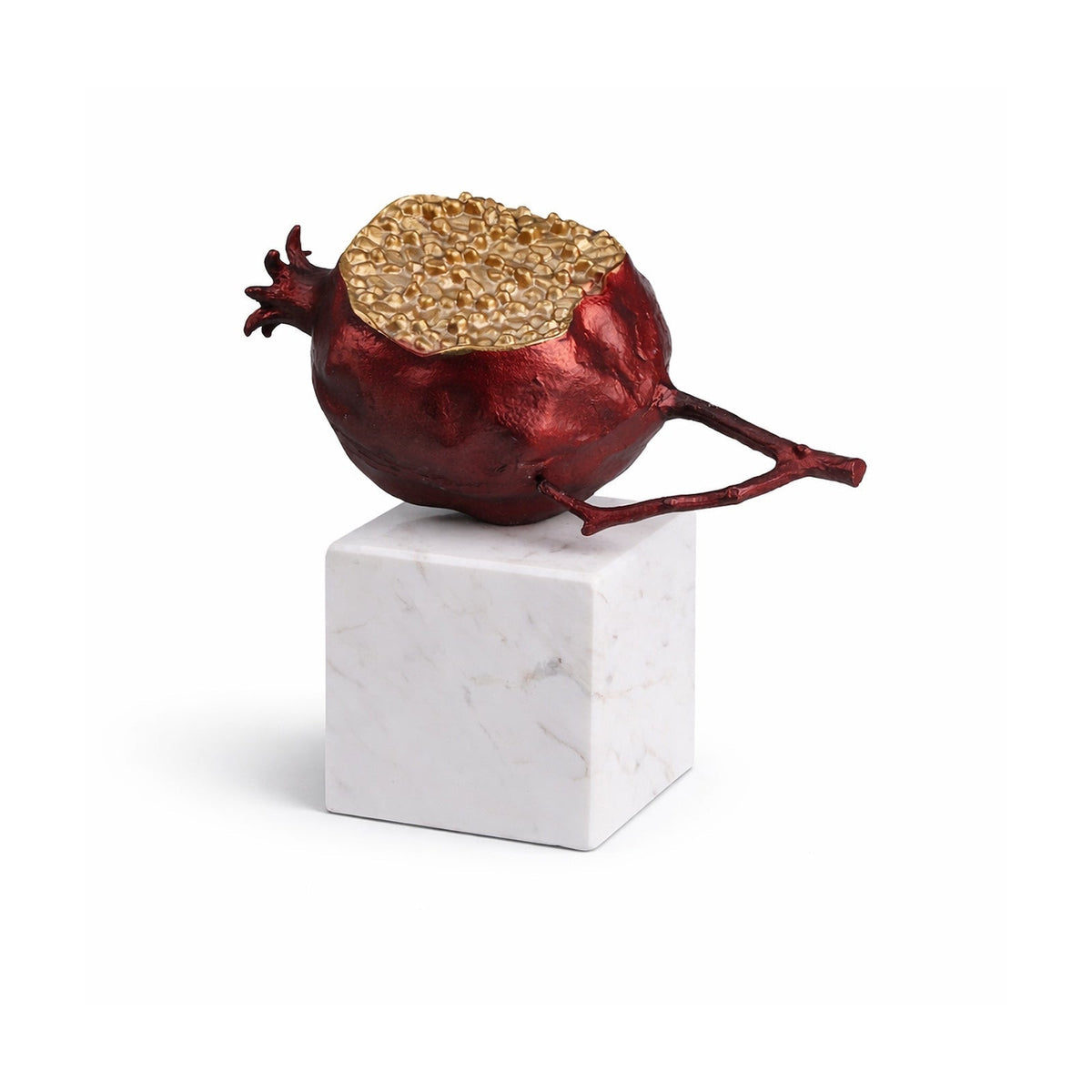 Orano Sculpture - Red Metal/White Marble