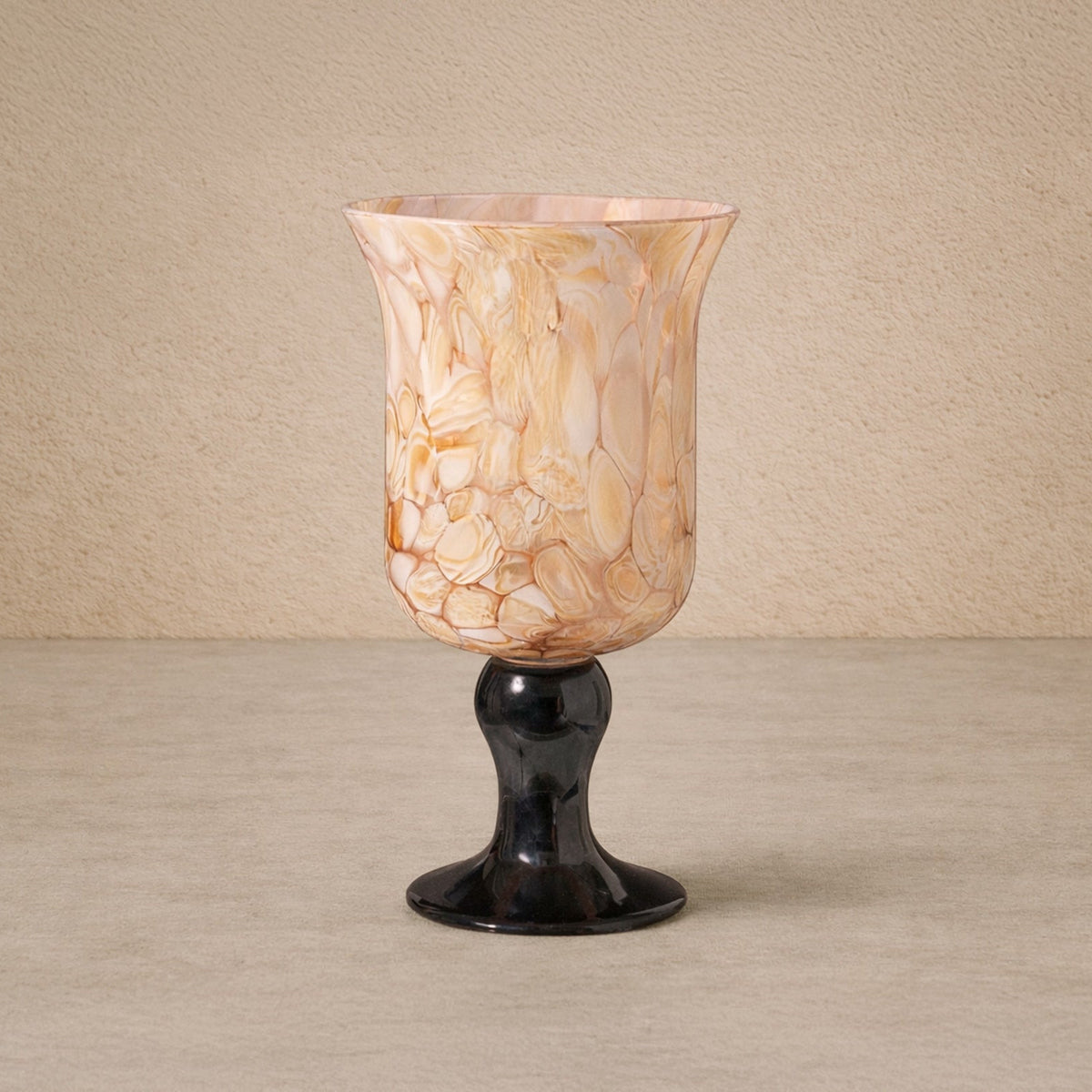 Fioria Vase - Light Yellow & Black Glass
