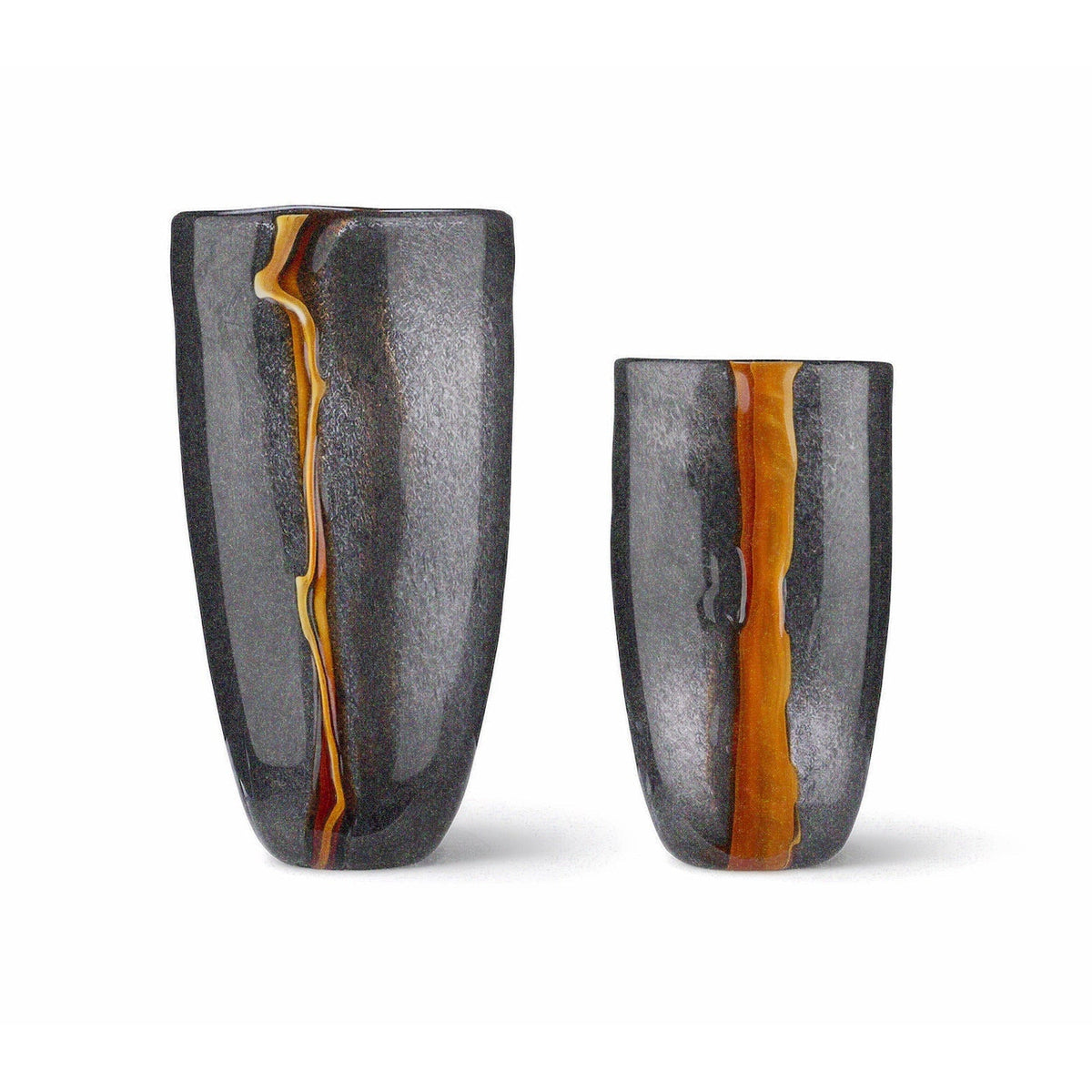 Cassiano Small Vase - Charcoal & Amber Veined Glass