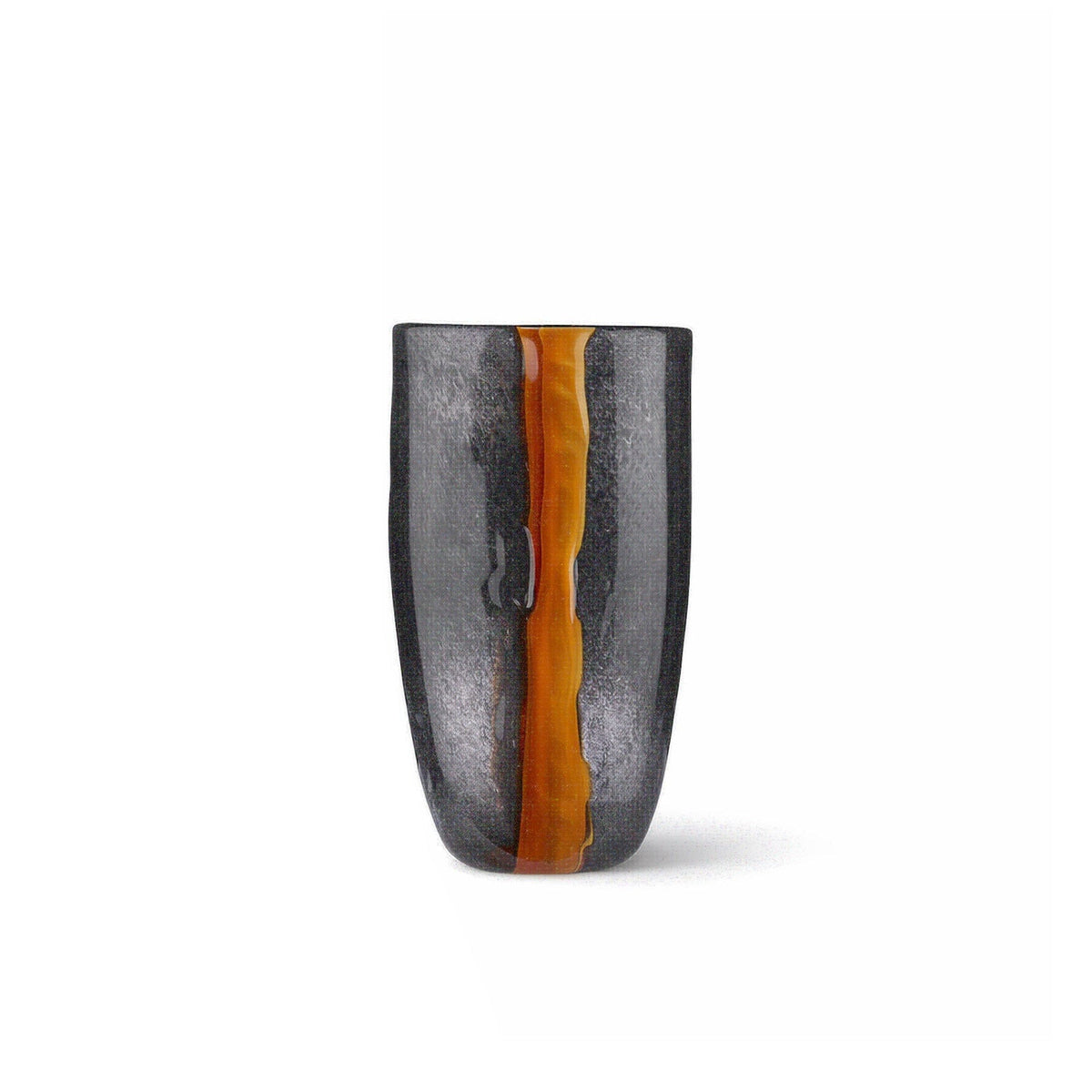 Cassiano Small Vase - Charcoal & Amber Veined Glass