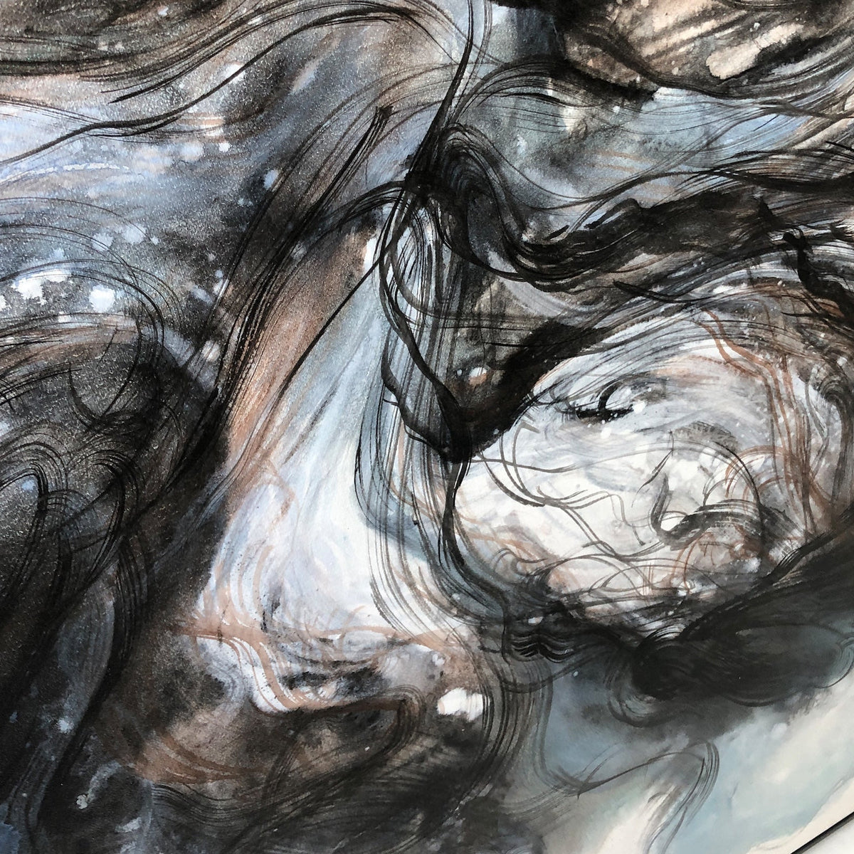 Caldera Oil Painting - Hand Painted/Black Wood Frame