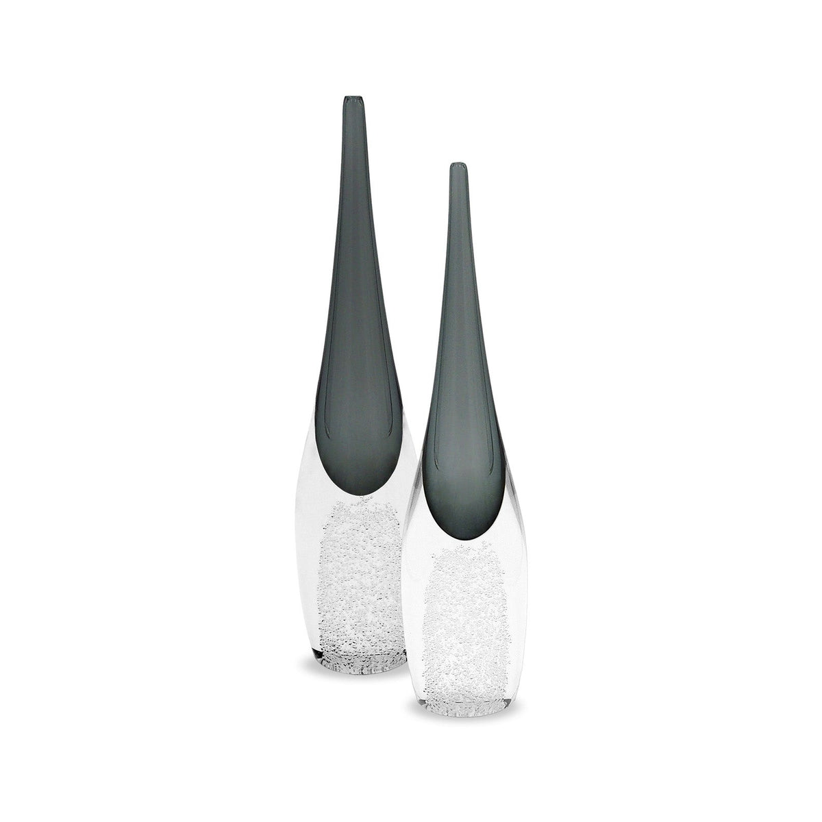 Ellis Large Crystal Vase - Grey Glass
