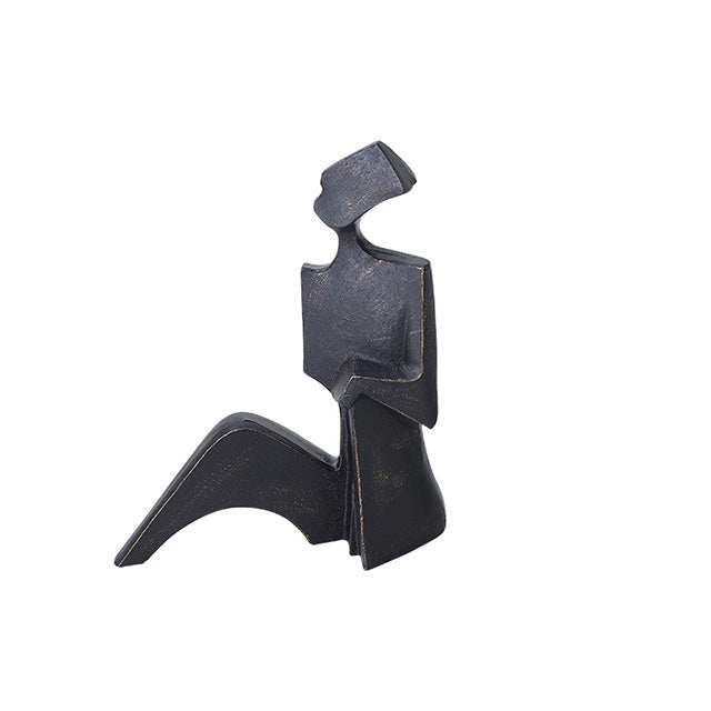 Isla Sitting Lady Sculpture - Black Ceramic