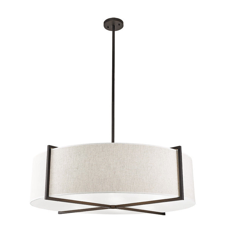 Sanderson Pendant Lamp Large - Textured Linen & Matt Black