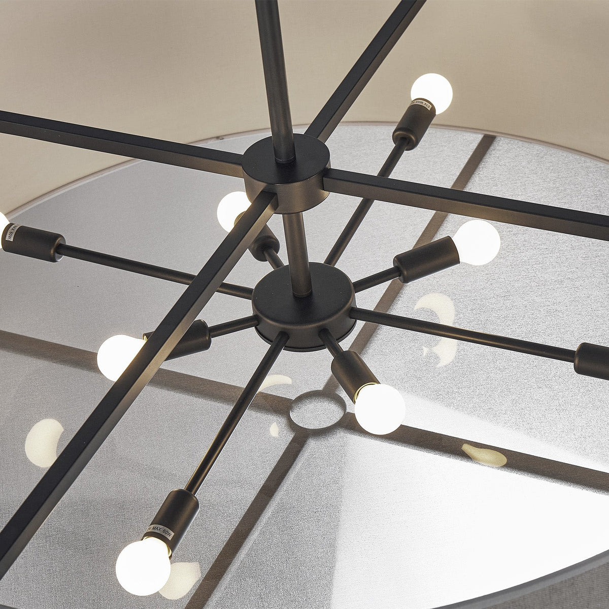Sanderson Pendant Lamp Large - Textured Linen & Matt Black