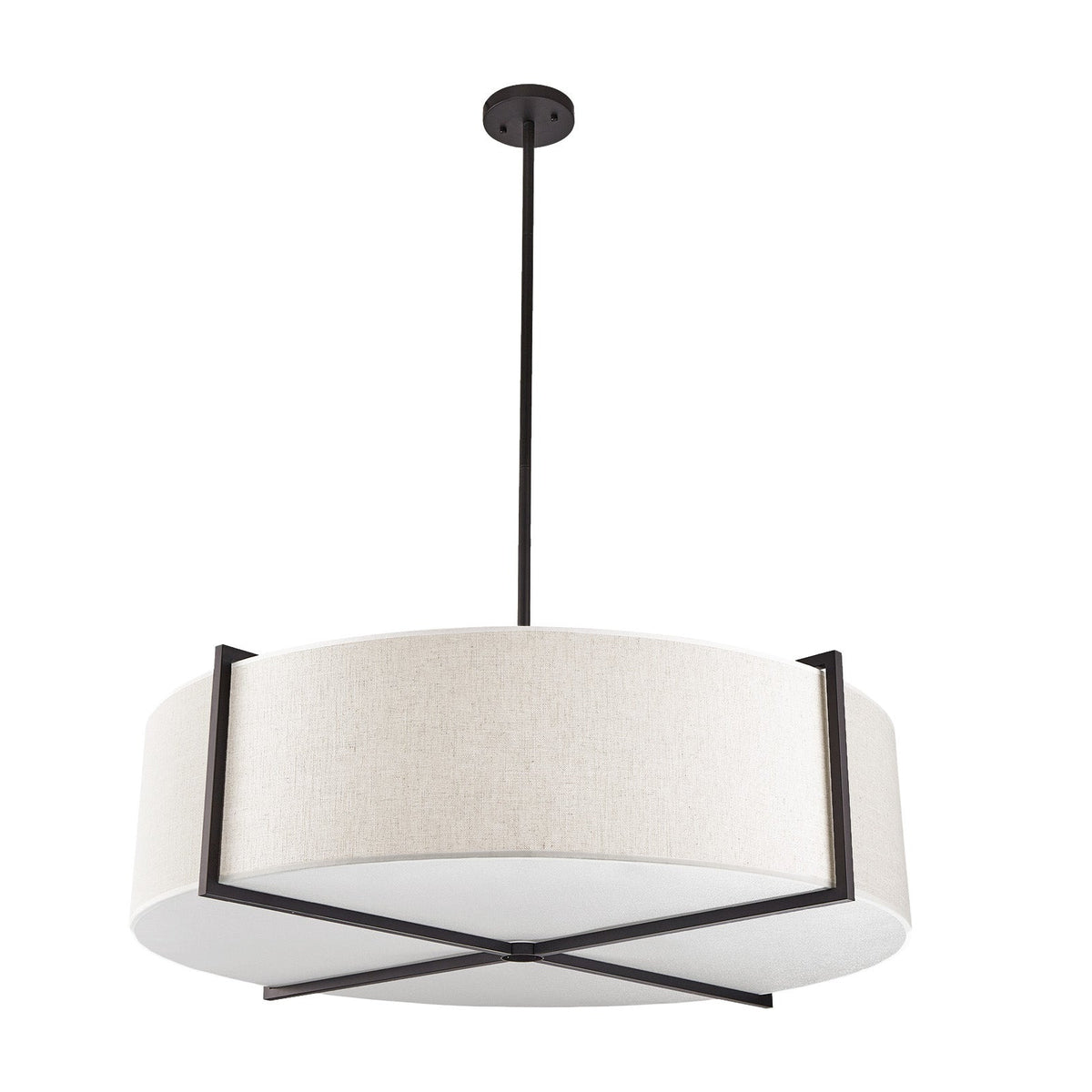 Sanderson Pendant Lamp Large - Textured Linen & Matt Black