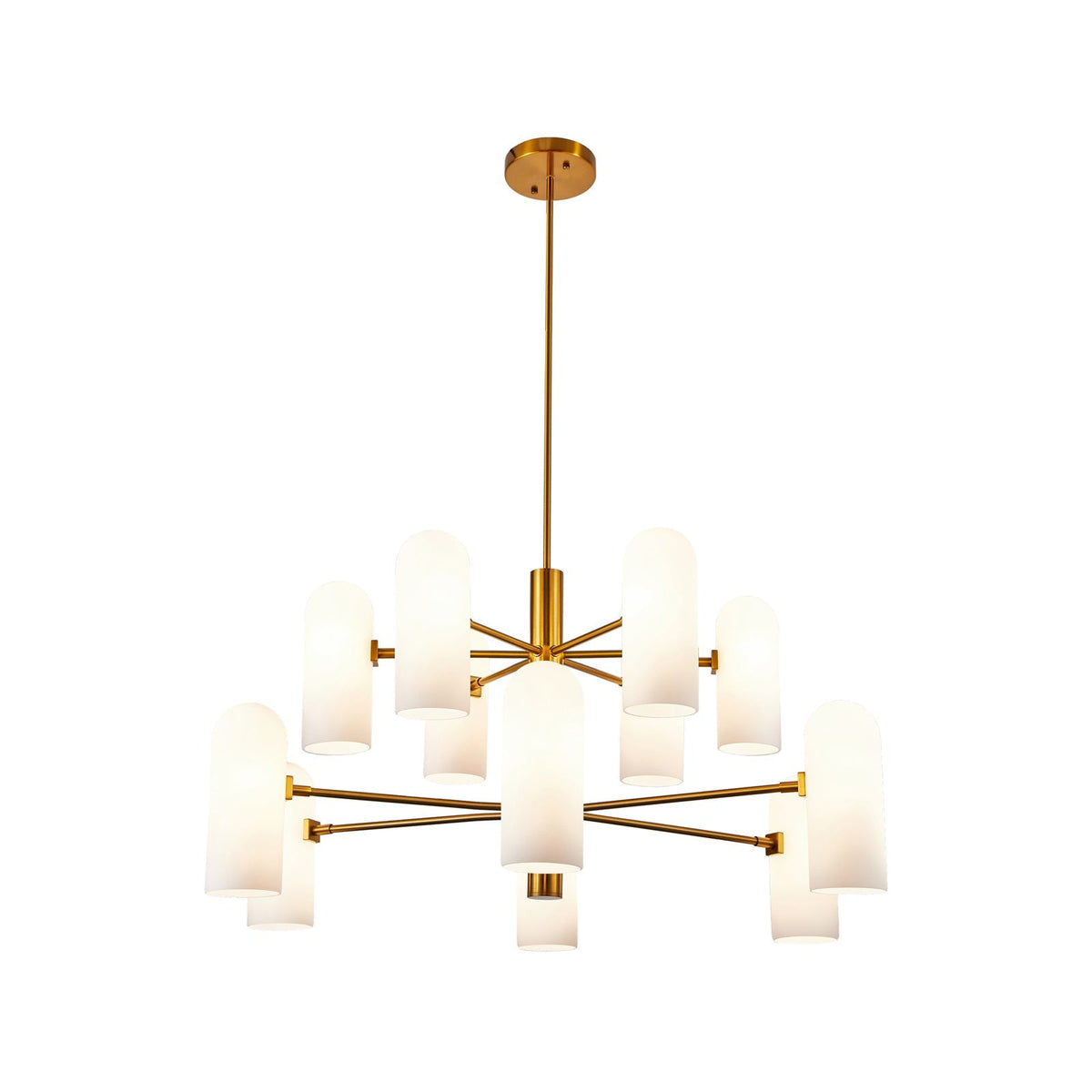 Pawson Chandelier - Brass & White Glass