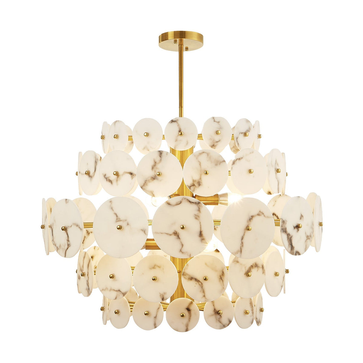 Momo Chandelier - Antique Brass & Alabaster Effect