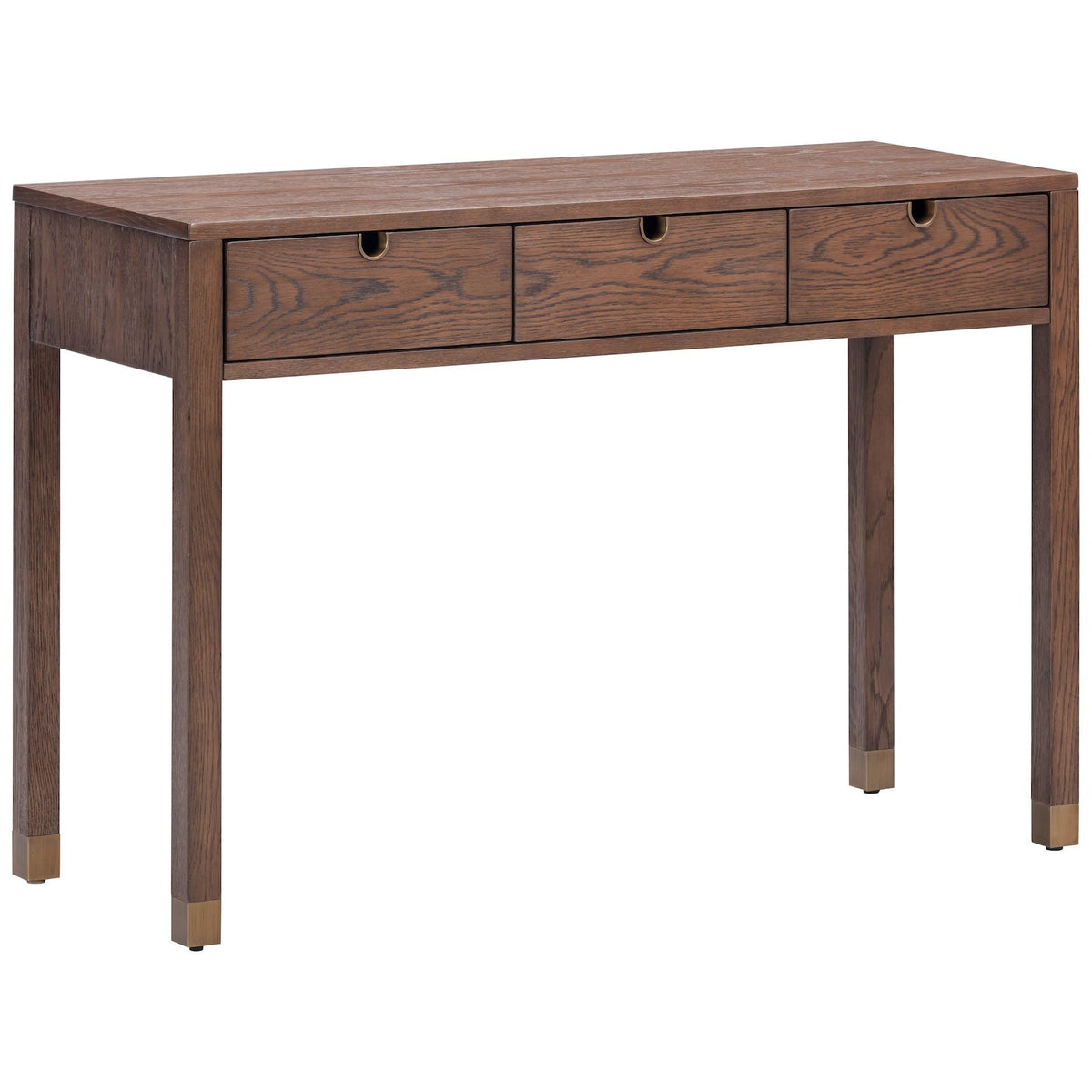 Alcudia Dressing Table - Dark Brown Oak/Antique Brass