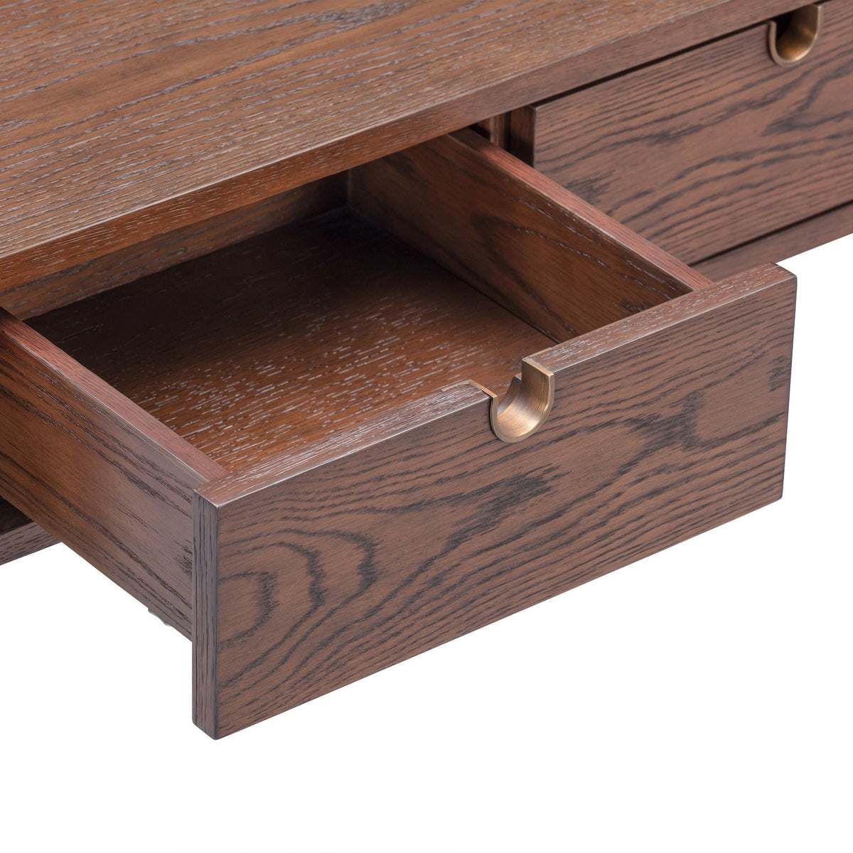 Alcudia Dressing Table - Dark Brown Oak/Antique Brass