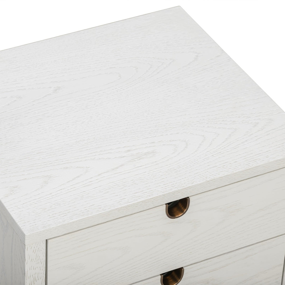 Alcudia Bedside Table - Ivory Brushed/Antique Brass