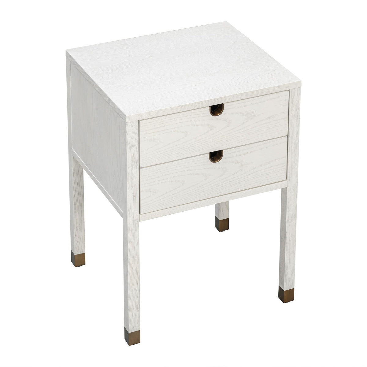 Alcudia Bedside Table - Ivory Brushed/Antique Brass