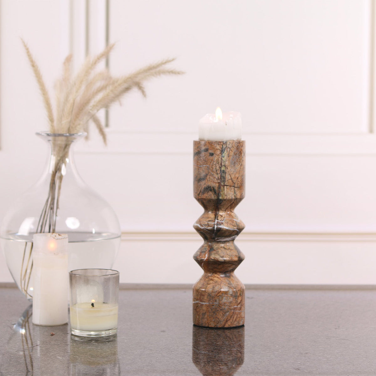 Monorro Marble Candle Holder - Coffee
